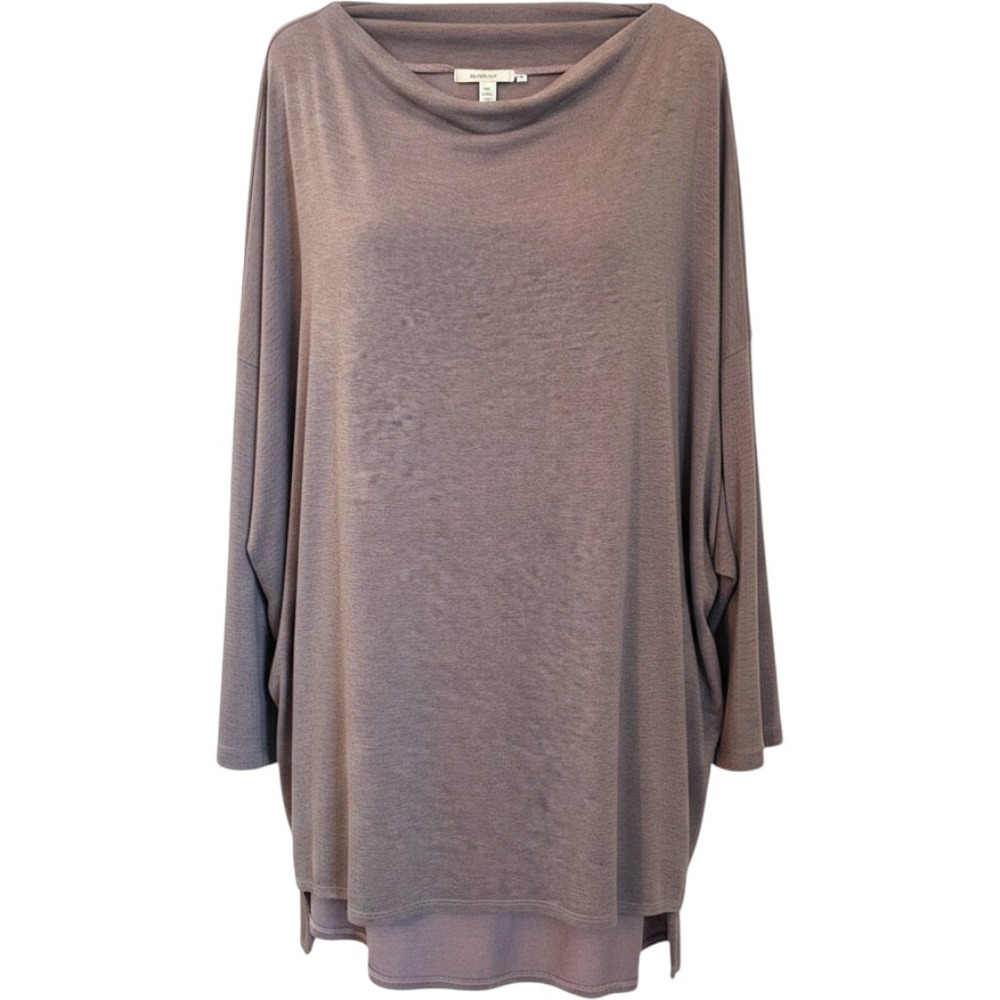 Bryn Walker Size L Heathered Purple Soft Terry Stretch Knit Dolman Sleeve Tunic